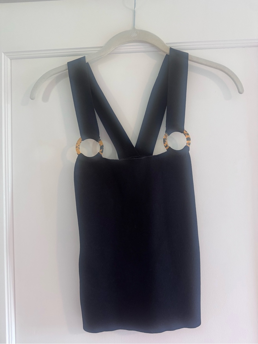Bar III Black Strappy Tank Top with Ring Detail